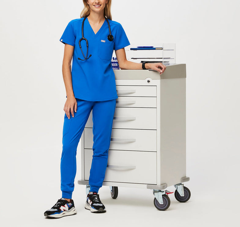 FIGS Women's Catarina One Pocket Scrub Top Royal Blue