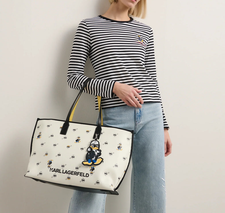 Disney x KARL LAGERFELD Women's Print Tote Bag  Cannoli Cream/Black