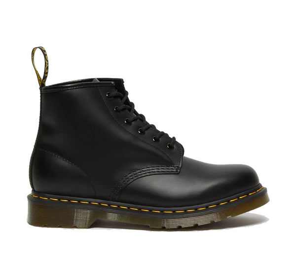 Dr. Martens 101 Yellow Stitch Smooth Leather Ankle Boots Black