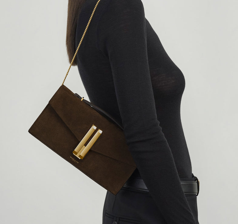 DeMellier London Women's The Vancouver Clutch Mocha Suede/Mocha Smooth