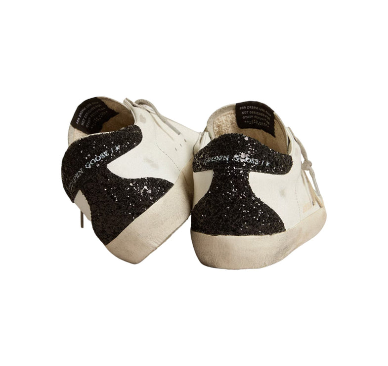 Golden Goose Women's Super Star Sneakers with Gold Star and Black Glitter
