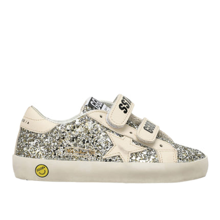 Golden Goose Grade School Old Sneakers with Platinum/Cream Glitter