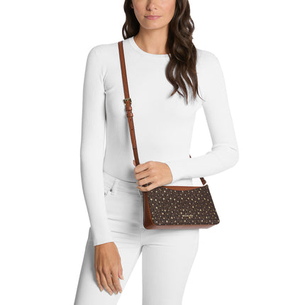 Michael Kors Women's Arden Medium Printed Signature Logo Crossbody Bag Brown