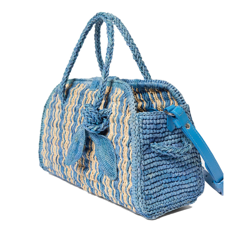 Jacquemus Women's The Small Raffia Turismo Blue/Natural