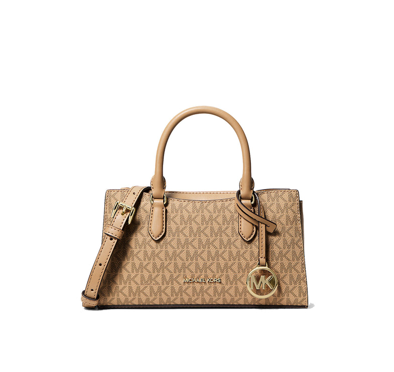 Michael Kors Women's Arden Small Signature Logo Messenger Bag Camel