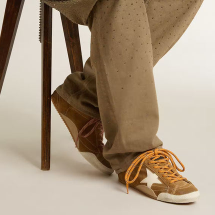 Golden Goose Women's True Star in Tobacco Colored Suede with White Star and Platinum
