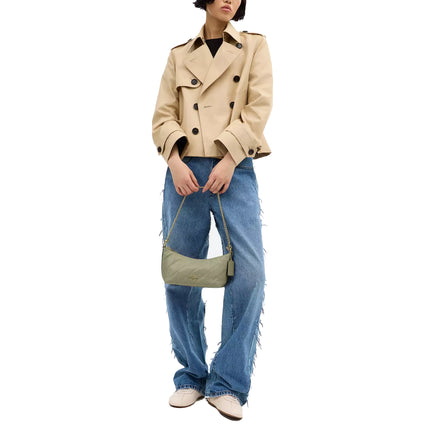 Coach Women's Caitlin Shoulder Bag With Quilting Gold/Pistachio