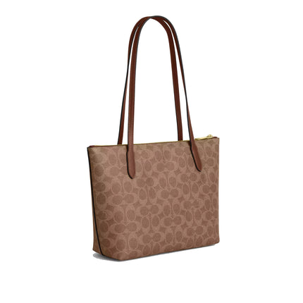 Coach Women's Fiona Zip Tote Bag In Signature Canvas Gold/Tan/Brown