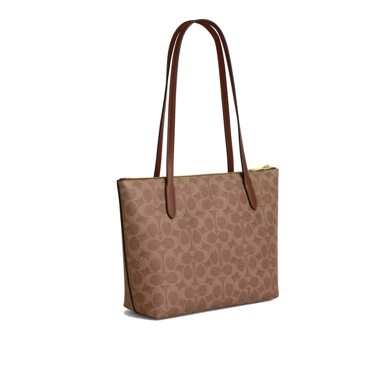 Coach Women's Fiona Zip Tote Bag In Signature Canvas Gold/Tan/Brown