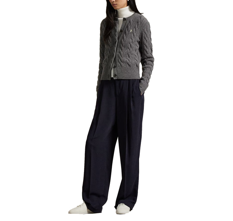 Polo Ralph Lauren Women's Cable-Knit Wool-Cashmere Cardigan Flannel Grey Heather
