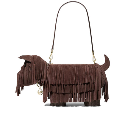 Michael Kors Women's Scottie Dog Small Suede Shoulder Bag Nutmeg