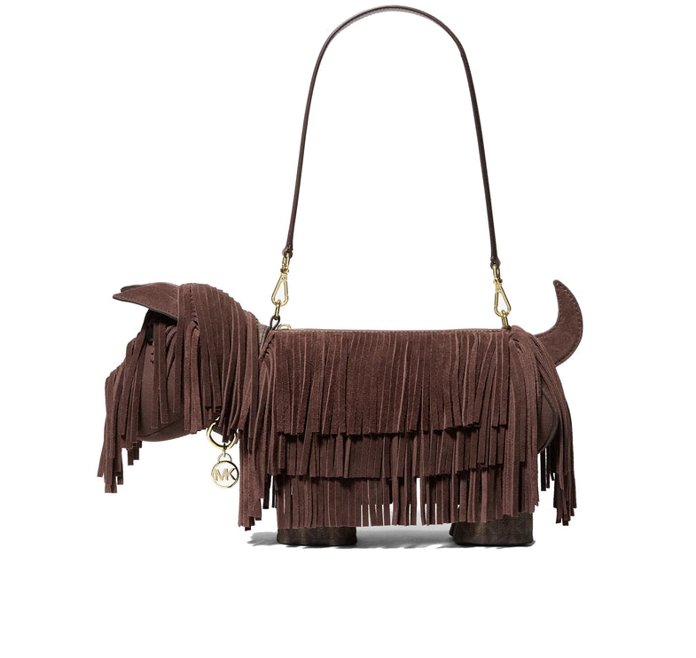 Michael Kors Women's Scottie Dog Small Suede Shoulder Bag Nutmeg