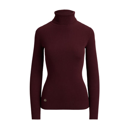 Polo Ralph Lauren Women's Cotton-Blend Ribbed Turtleneck Dark Garnet