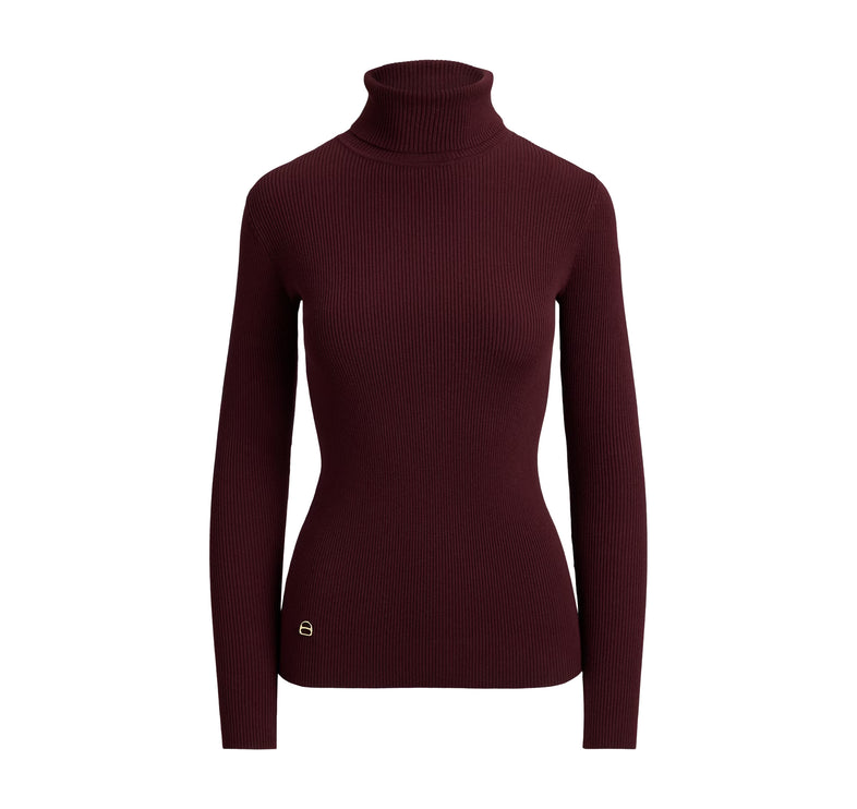 Polo Ralph Lauren Women's Cotton-Blend Ribbed Turtleneck Dark Garnet