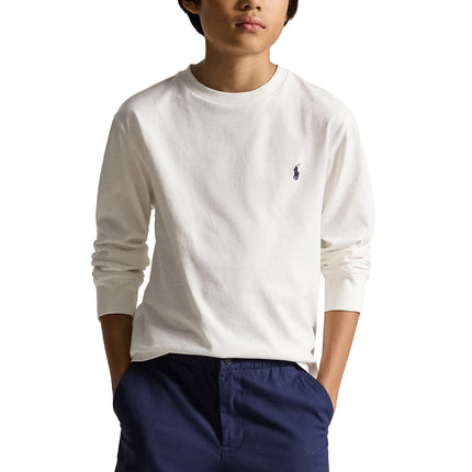 Polo Ralph Lauren Boy's Cotton Jersey Long-Sleeve Tee White