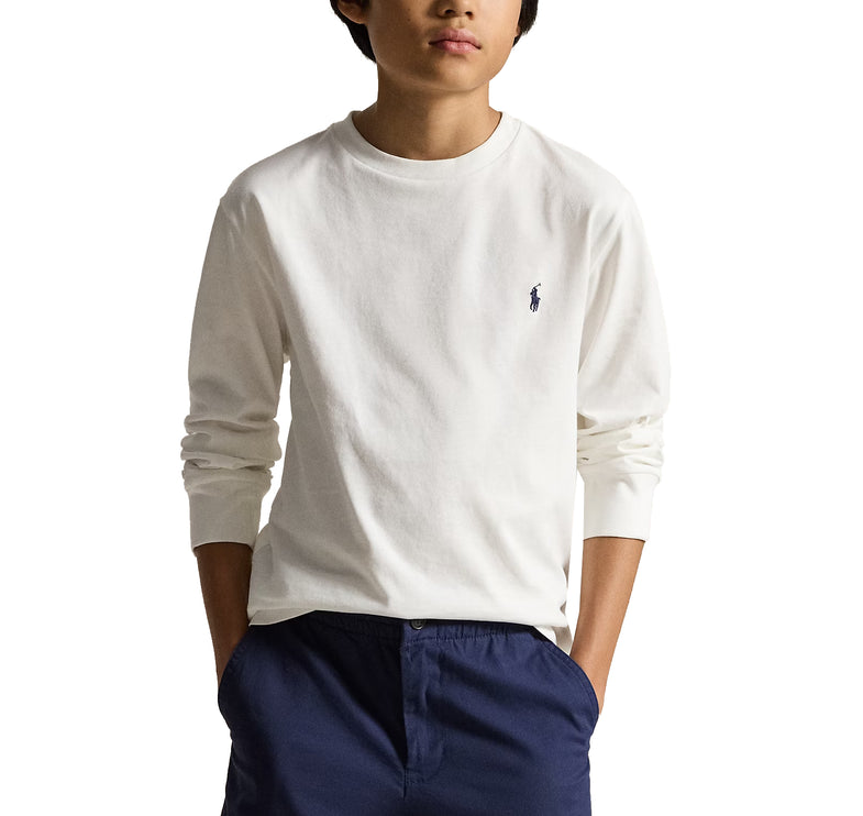 Polo Ralph Lauren Boy's Cotton Jersey Long-Sleeve Tee White