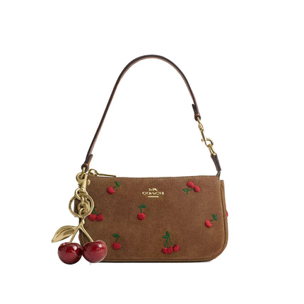 Coach Women's Nolita 19 With Cherry Embroidery Suede/Gold/Cedar Multi