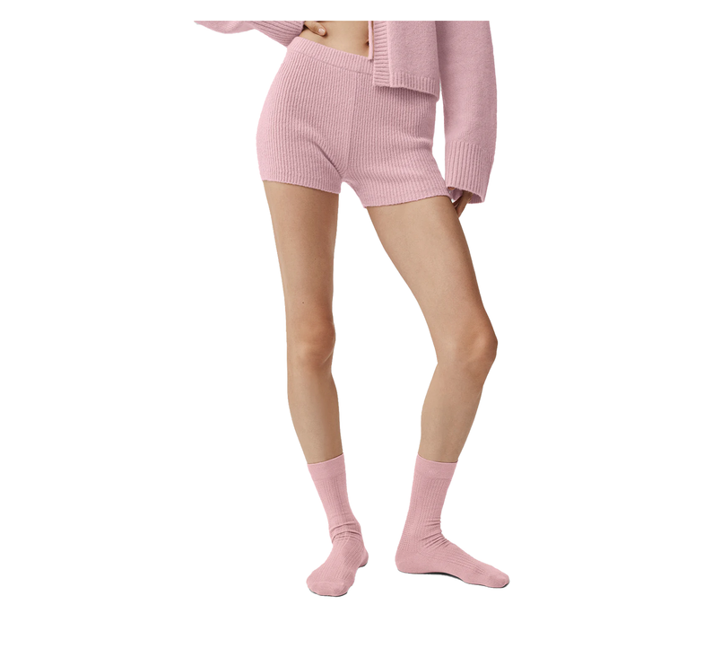 alo Women's Wool Cashmere Ribbed Noble Short Vintage Pink