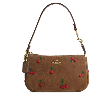 Coach Women's Nolita 19 With Cherry Embroidery Suede/Gold/Cedar Multi