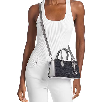Michael Kors Women's Arden Small Color-Block Signature Logo Messenger Bag Black Combo
