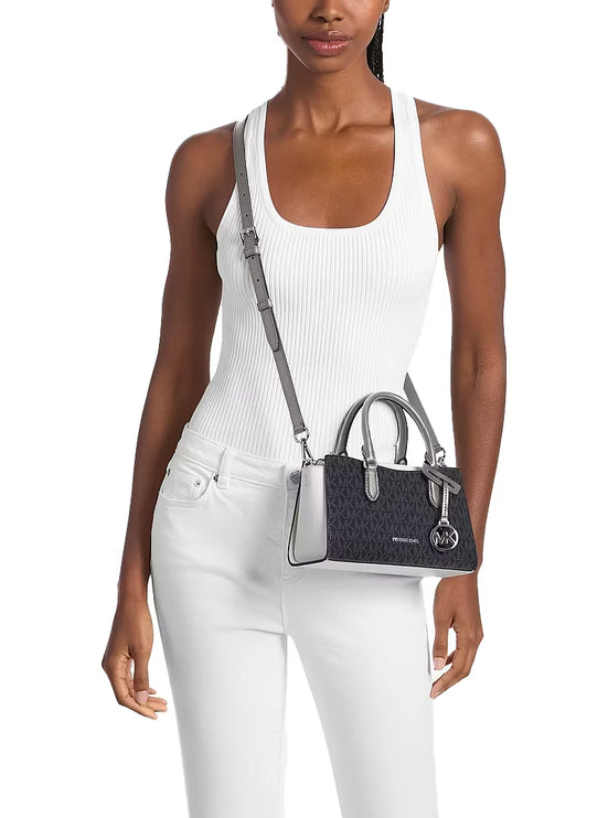 Michael Kors Women's Arden Small Color-Block Signature Logo Messenger Bag Black Combo