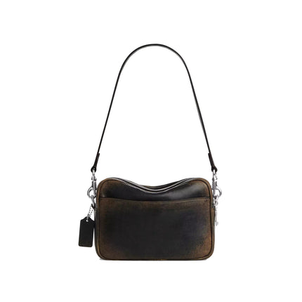 Coach Women's Mini Carey Crossbody Bag In Loved Leather Silver/Black Brown