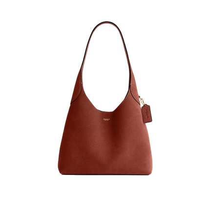 Coach Women's Brooklyn Shoulder Bag 28 Suede/Brass/Clay