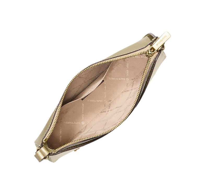 Michael Kors Women's Arden Medium Metallic Crossbody Bag Pale Gold