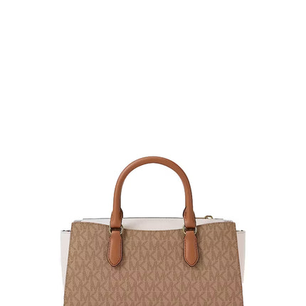 Michael Kors Women's Arden Small Color-Block Signature Logo Messenger Bag Camel Multi