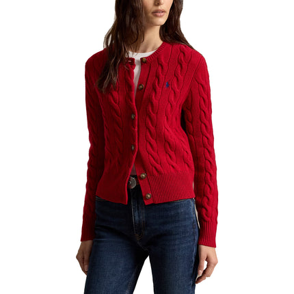 Polo Ralph Lauren Women's Cable-Knit Wool-Cashmere Cardigan University Red