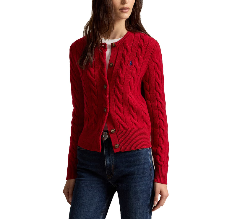 Polo Ralph Lauren Women's Cable-Knit Wool-Cashmere Cardigan University Red