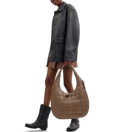 Coach Women's Alter/Ego Large Crescent Shoulder Bag In Upcrafted Leather Dark Stone