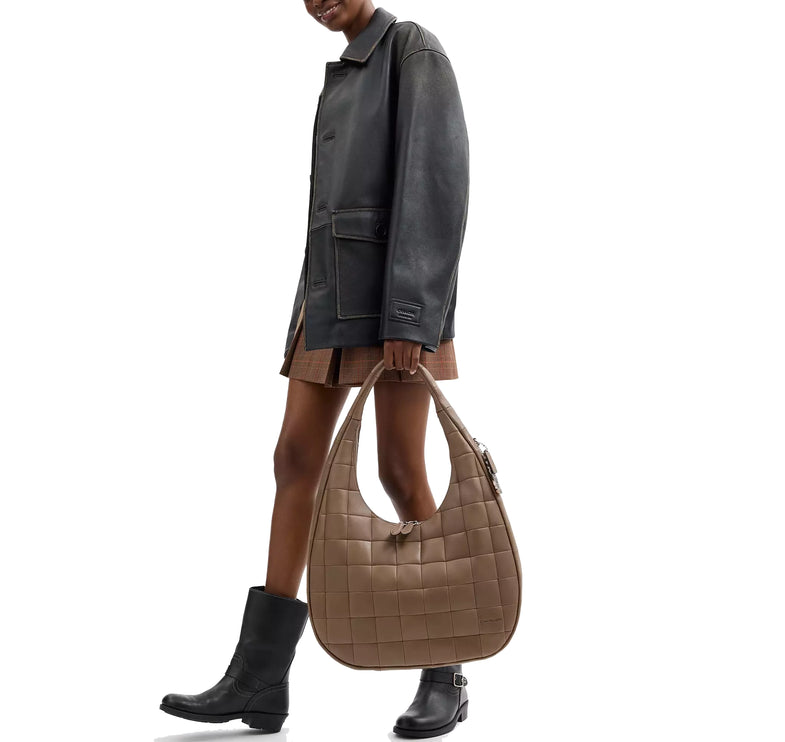 Coach Women's Alter/Ego Large Crescent Shoulder Bag In Upcrafted Leather Dark Stone