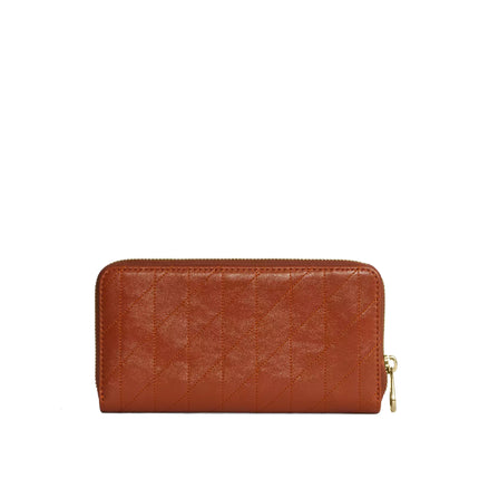 Coach Women's Long Zip Around Wallet With Quilting Gold/Cinnamon