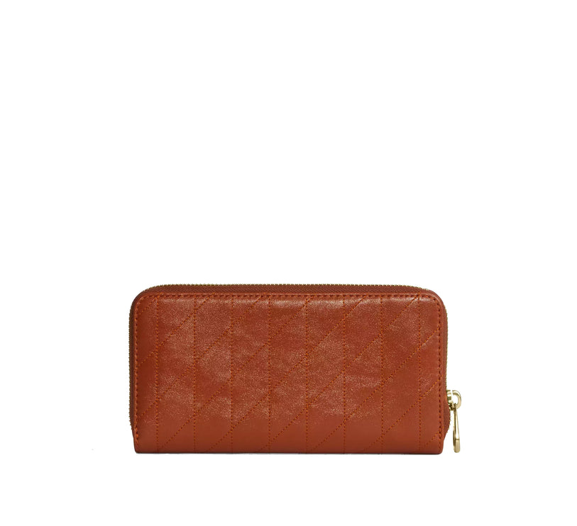 Coach Women's Long Zip Around Wallet With Quilting Gold/Cinnamon
