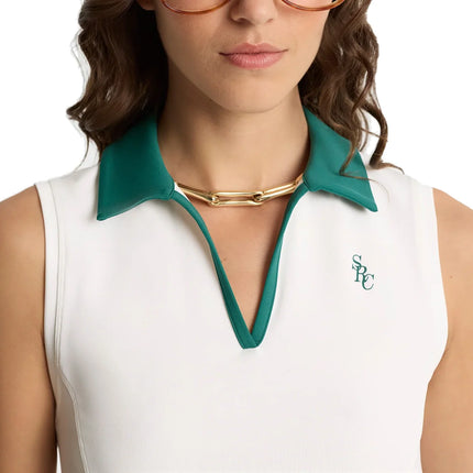 Sporty & Rich Women's SRC Sports Polo Vest White/Alpine