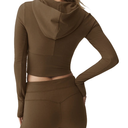 alo Women's Sway Full Zip Hoodie Java Brown