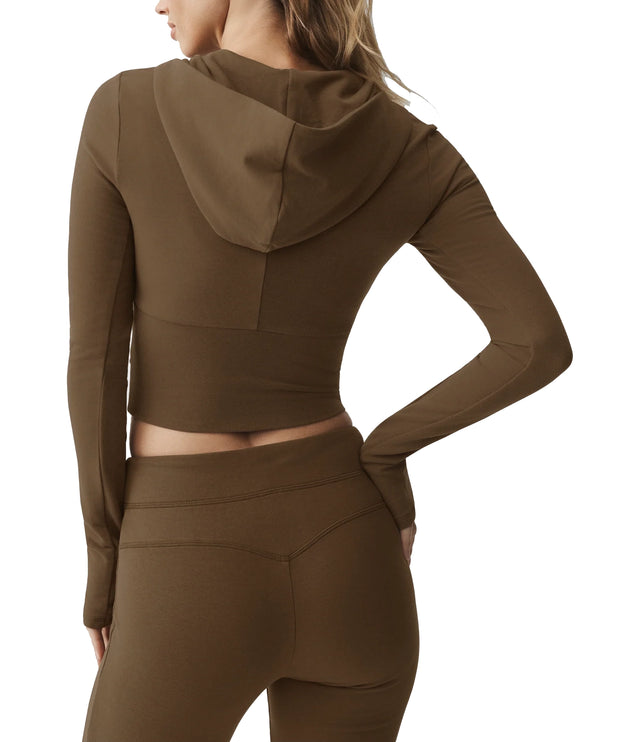 alo Women's Sway Full Zip Hoodie Java Brown