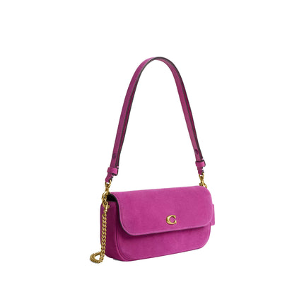 Coach Women's Brook Flap Chain Bag Suede/Brass/Magenta