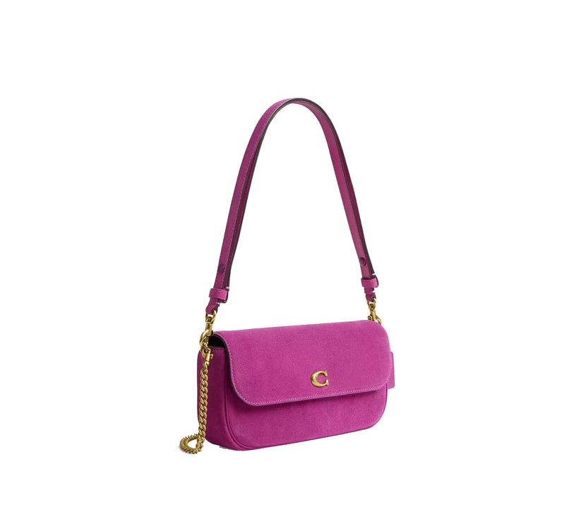 Coach Women's Brook Flap Chain Bag Suede/Brass/Magenta