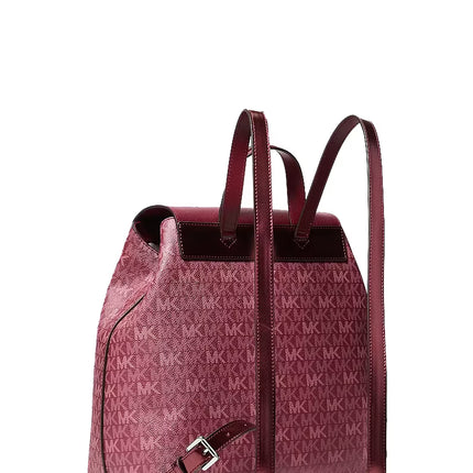 Michael Kors Women's Maya Medium Signature Logo Backpack Maroon