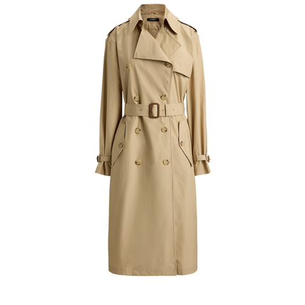 Polo Ralph Lauren Women's Double-Breasted Cotton Trench Coat Birch Tan
