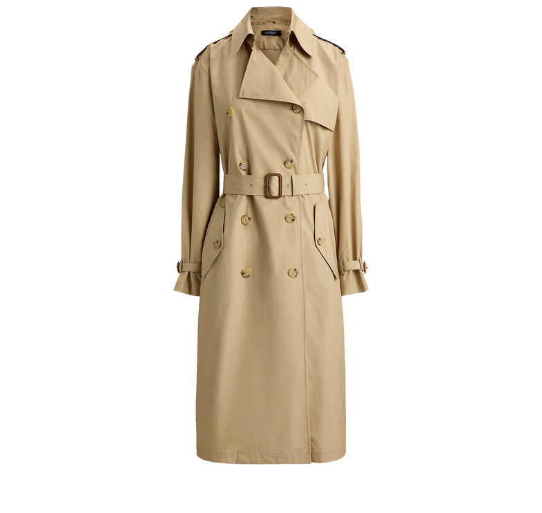 Polo Ralph Lauren Women's Double-Breasted Cotton Trench Coat Birch Tan