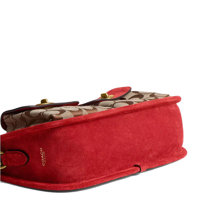 Coach Women's Twin Turnlock Waverly Bag In Signature Jacquard Brass/Poppy Signature