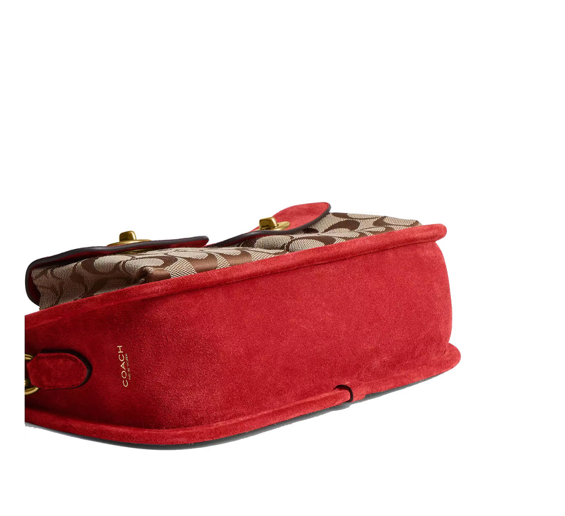 Coach Women's Twin Turnlock Waverly Bag In Signature Jacquard Brass/Poppy Signature