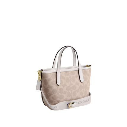 Coach Women's City Mini Tote Bag In Signature Canvas Gold/Sand/Chalk