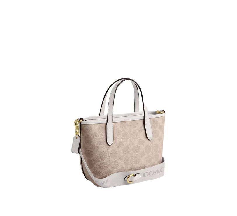 Coach Women's City Mini Tote Bag In Signature Canvas Gold/Sand/Chalk