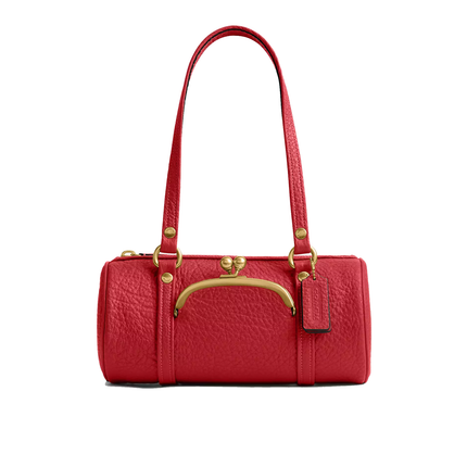Coach Women's Kisslock Barrel Bag 28 Brass/Poppy