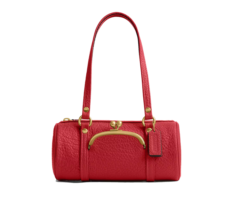 Coach Women's Kisslock Barrel Bag 28 Brass/Poppy