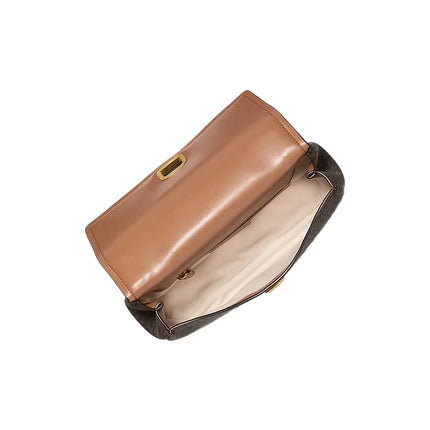 Michael Kors Women's Bryant Small Signature Logo Convertible Shoulder Bag Brown/Acorn/Gold